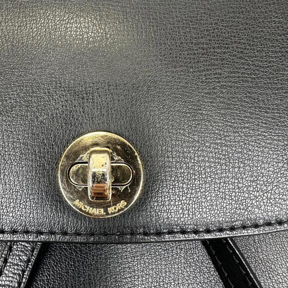 Michael Kors Black Leather Medium Sized Backpack Gold Hardware - Picture 8 of 9